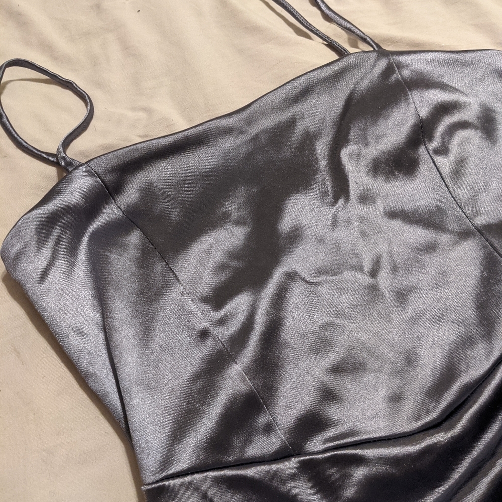 NWOT Windsor slate blue satin dress